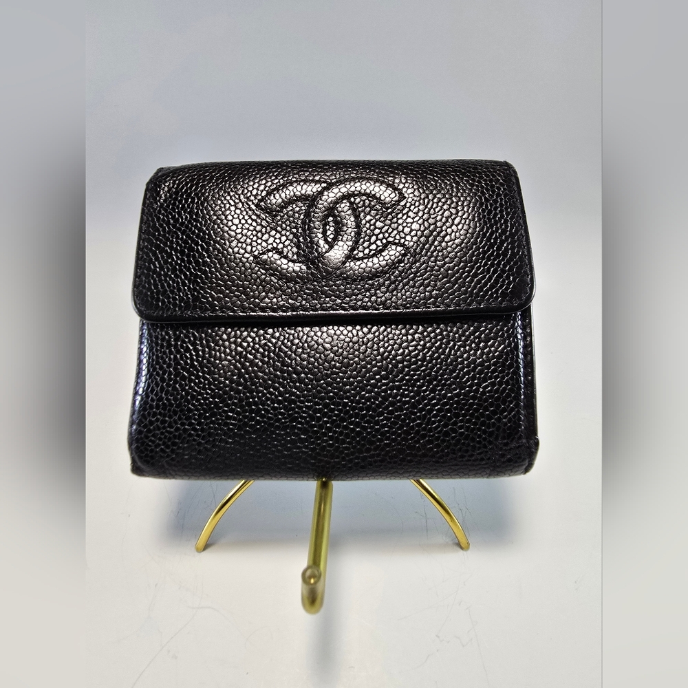 Chanel Black Caviar Timeless CC Compact Wallet (With COA)